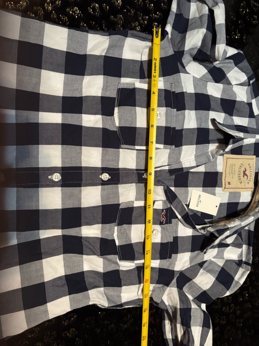 NWT Hollister Women’s Black & White Check Button-Up Shirt - Picture 4 of 4
